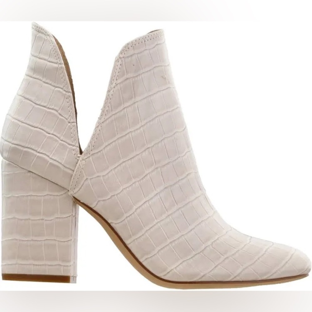 {steve madden} cream rookie croc-pattern ankle booties